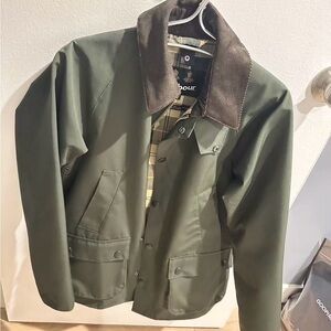 Barbour Olive Jacket with Chocolate Collar